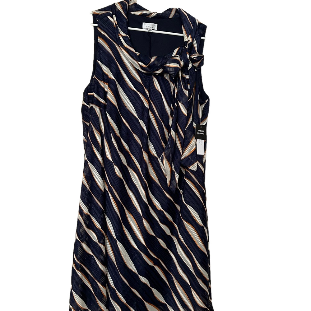 Signature by Robbie Bee Embellished Sleeveless Striped Dress NWT